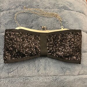Expressions NYC Black Sequin Bow style Evening Clutch